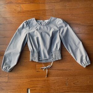 love, Fire Pinstripe Long Sleeve Top Size XS Gray White